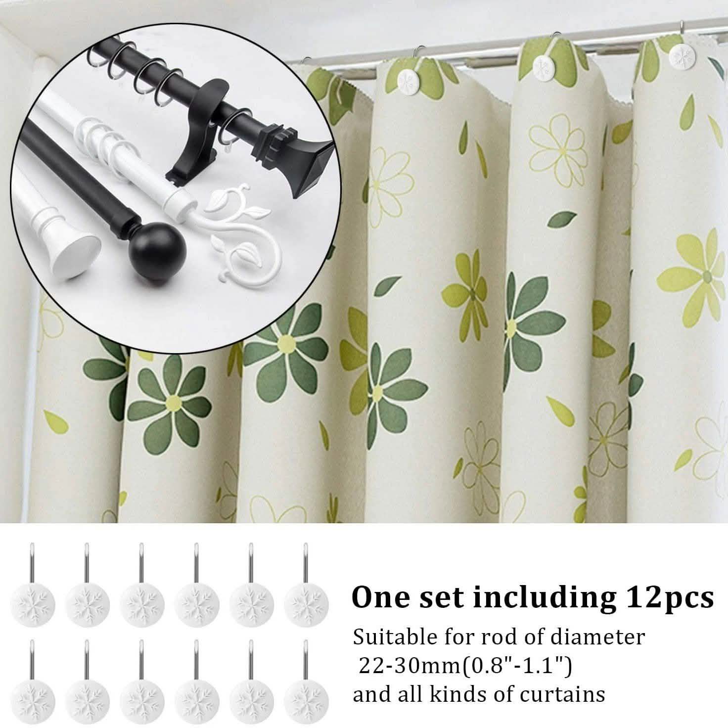 12-Piece: Snowflake Anti-Rust Round Shower Curtain Hooks for Home Bathroom Decor Lighting & Decor - DailySale