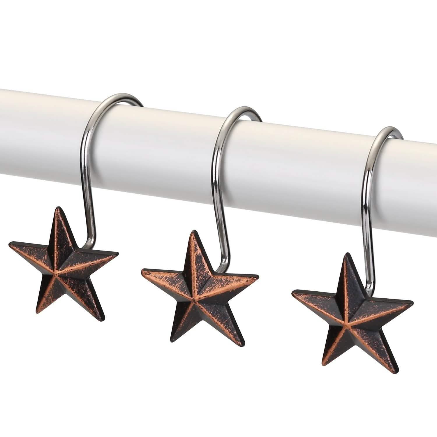 12-Pieces: Anti-Rust Star Decorative Shower Curtain Hooks Bath - DailySale
