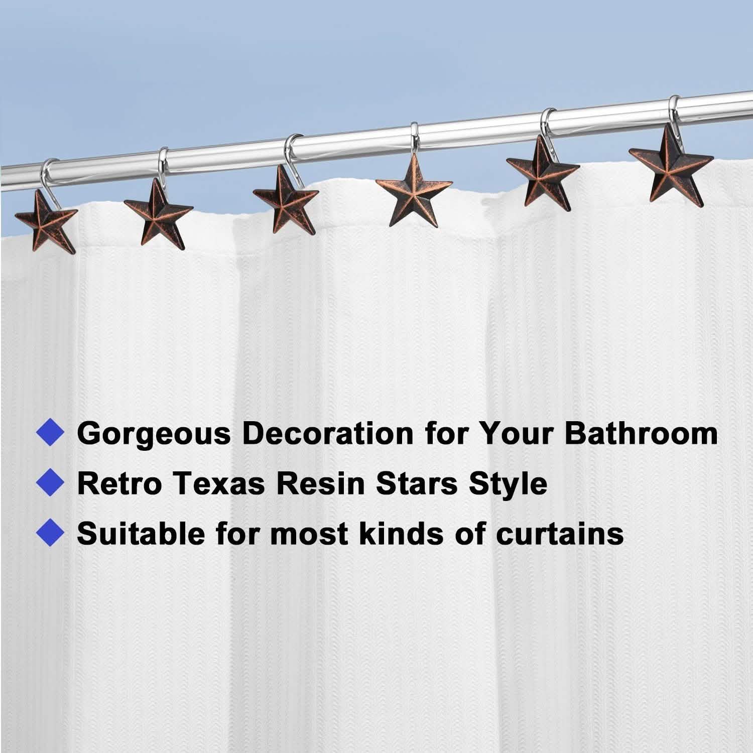 12-Pieces: Anti-Rust Star Decorative Shower Curtain Hooks Bath - DailySale