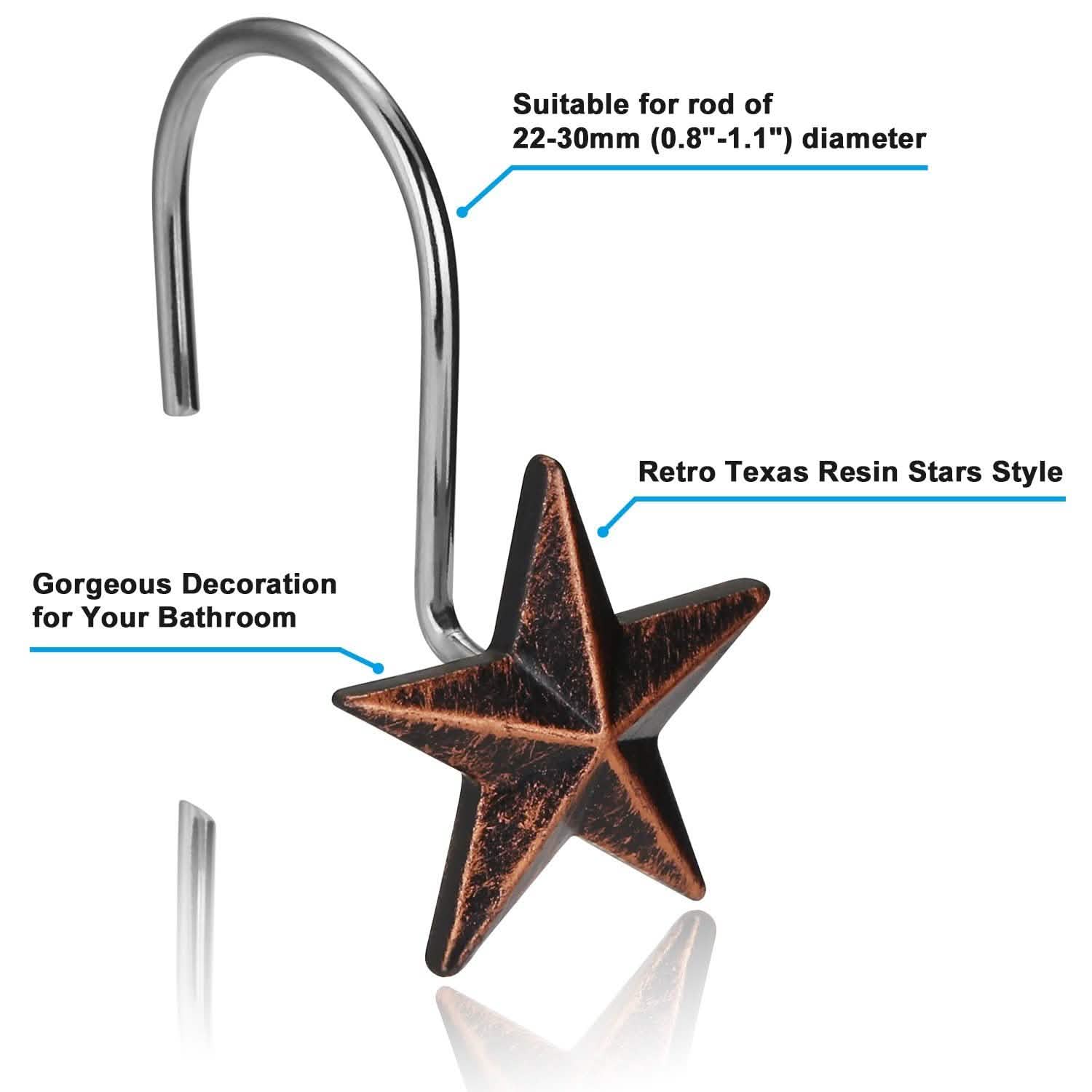 12-Pieces: Anti-Rust Star Decorative Shower Curtain Hooks Bath - DailySale