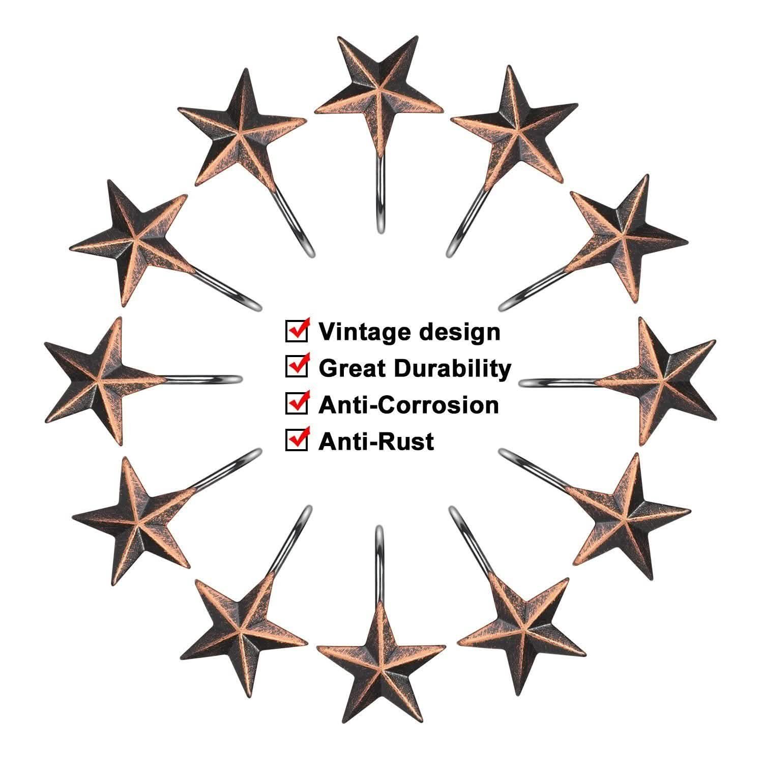12-Pieces: Anti-Rust Star Decorative Shower Curtain Hooks Bath - DailySale