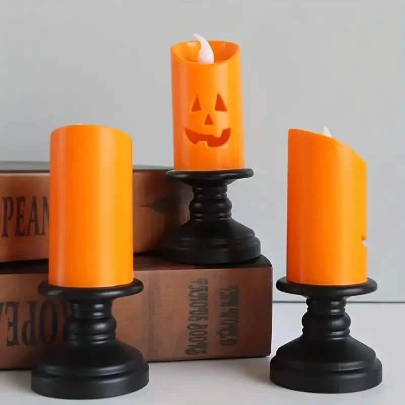 12-Pieces: Halloween LED Pumpkin Chandelier Candles Holiday Decor & Apparel - DailySale