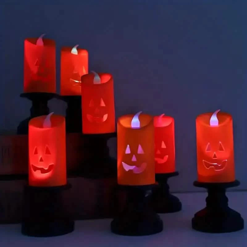 12-Pieces: Halloween LED Pumpkin Chandelier Candles Holiday Decor & Apparel - DailySale