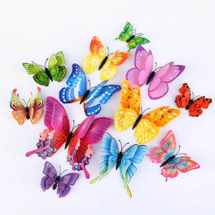 12-Pieces: Mixed Color 3D Butterfly Magnet Fridge Stickers Furniture & Decor - DailySale