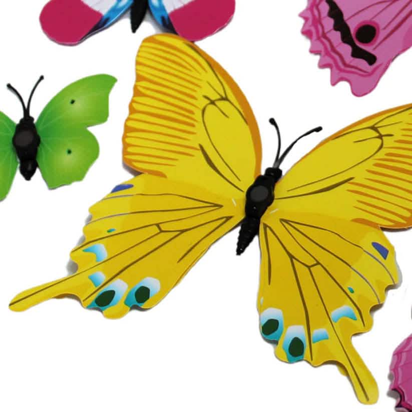 12-Pieces: Mixed Color 3D Butterfly Magnet Fridge Stickers Furniture & Decor - DailySale