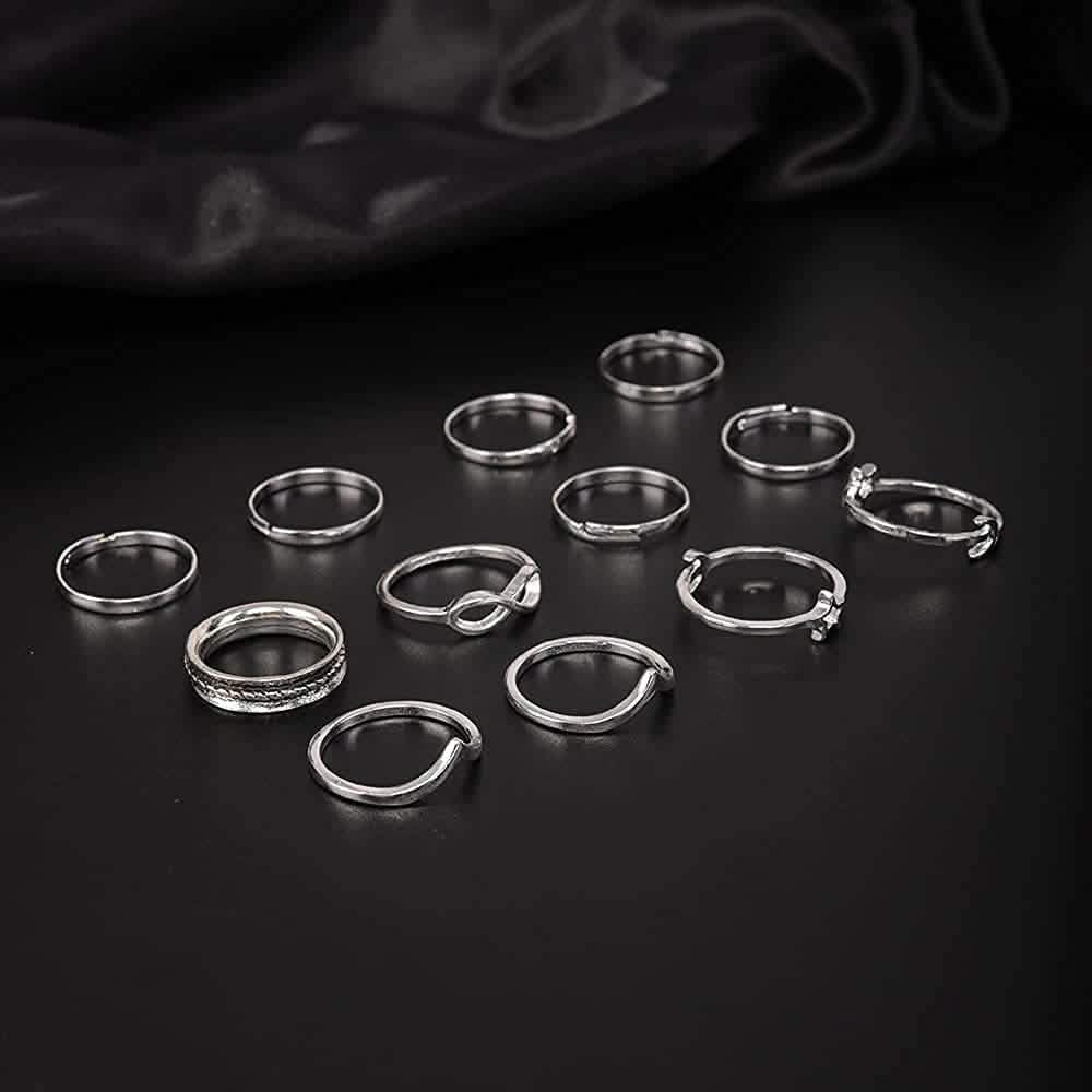 12-Pieces Set: Silver Rings for Teen Rings - DailySale