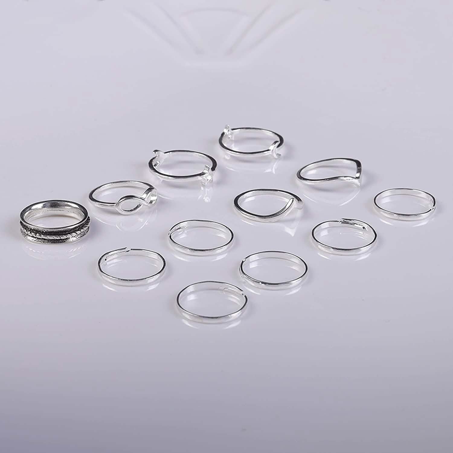 12-Pieces Set: Silver Rings for Teen Rings - DailySale