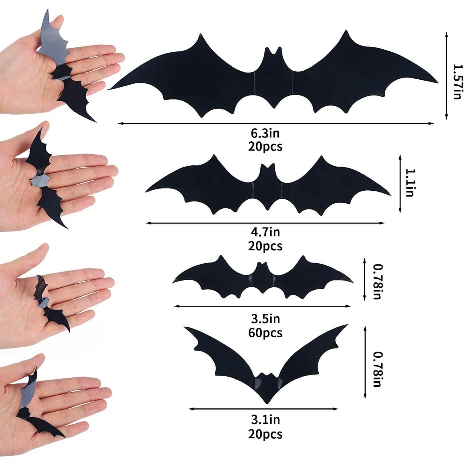 120-Piece: 3D Bat Halloween Decoration Stickers Holiday Decor & Apparel - DailySale