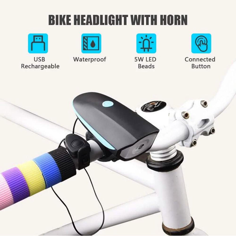 1200mAh Rechargeable Bike Headlight with Horn Sports & Outdoors - DailySale