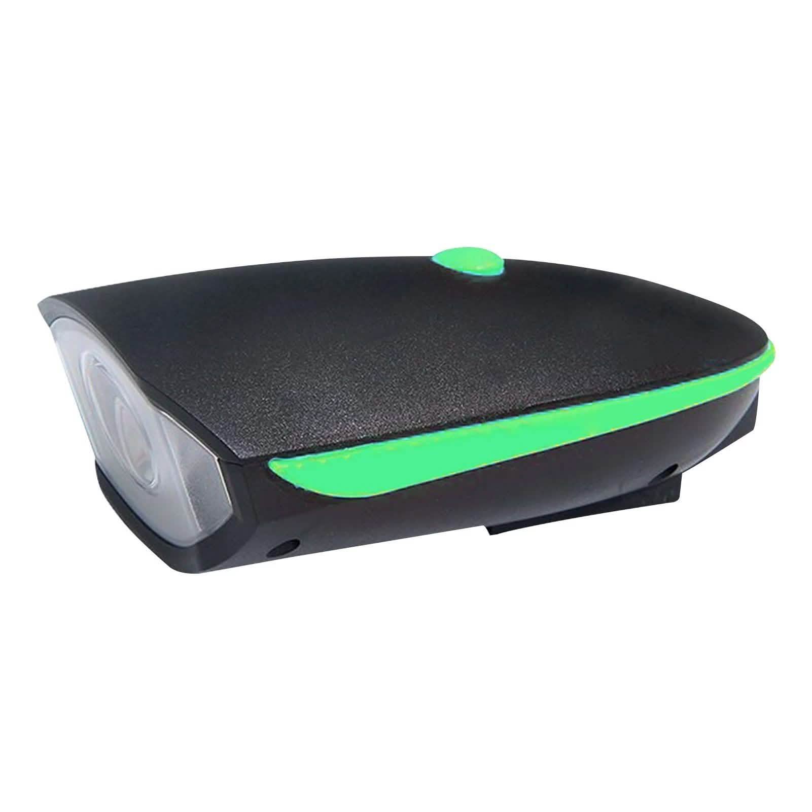 1200mAh Rechargeable Bike Headlight with Horn Sports & Outdoors Green - DailySale