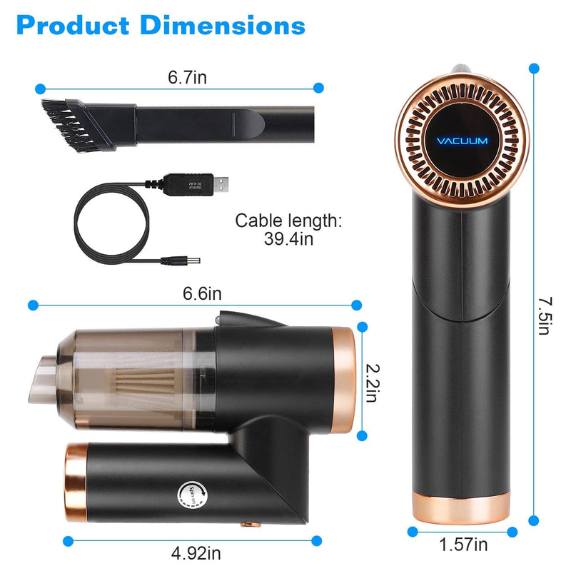 120W 9000PA Cordless Handheld Car Vacuum Cleaner with Searchlight Automotive - DailySale