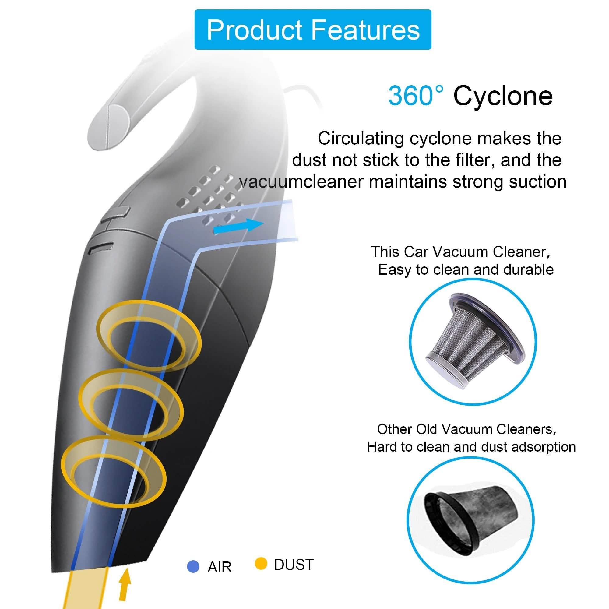 120W Portable Handheld Corded Car Vacuum Cleaner Automotive - DailySale