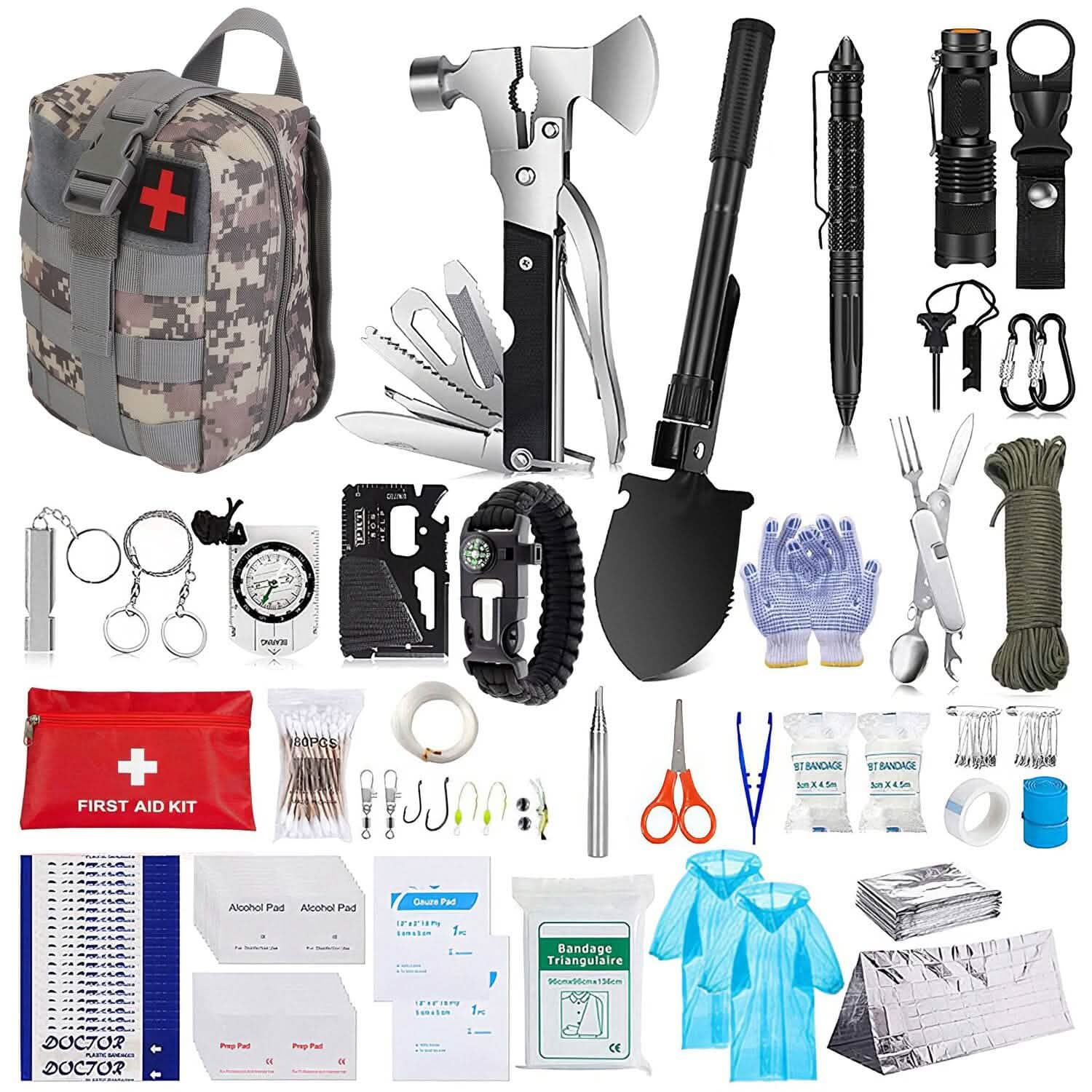 125-Pieces: Emergency Survival Gear Tactical for Outdoor Adventure Sports & Outdoors - DailySale