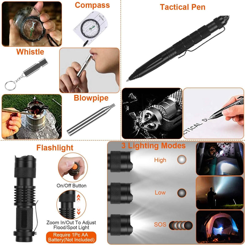 125-Pieces: Emergency Survival Gear Tactical for Outdoor Adventure Sports & Outdoors - DailySale