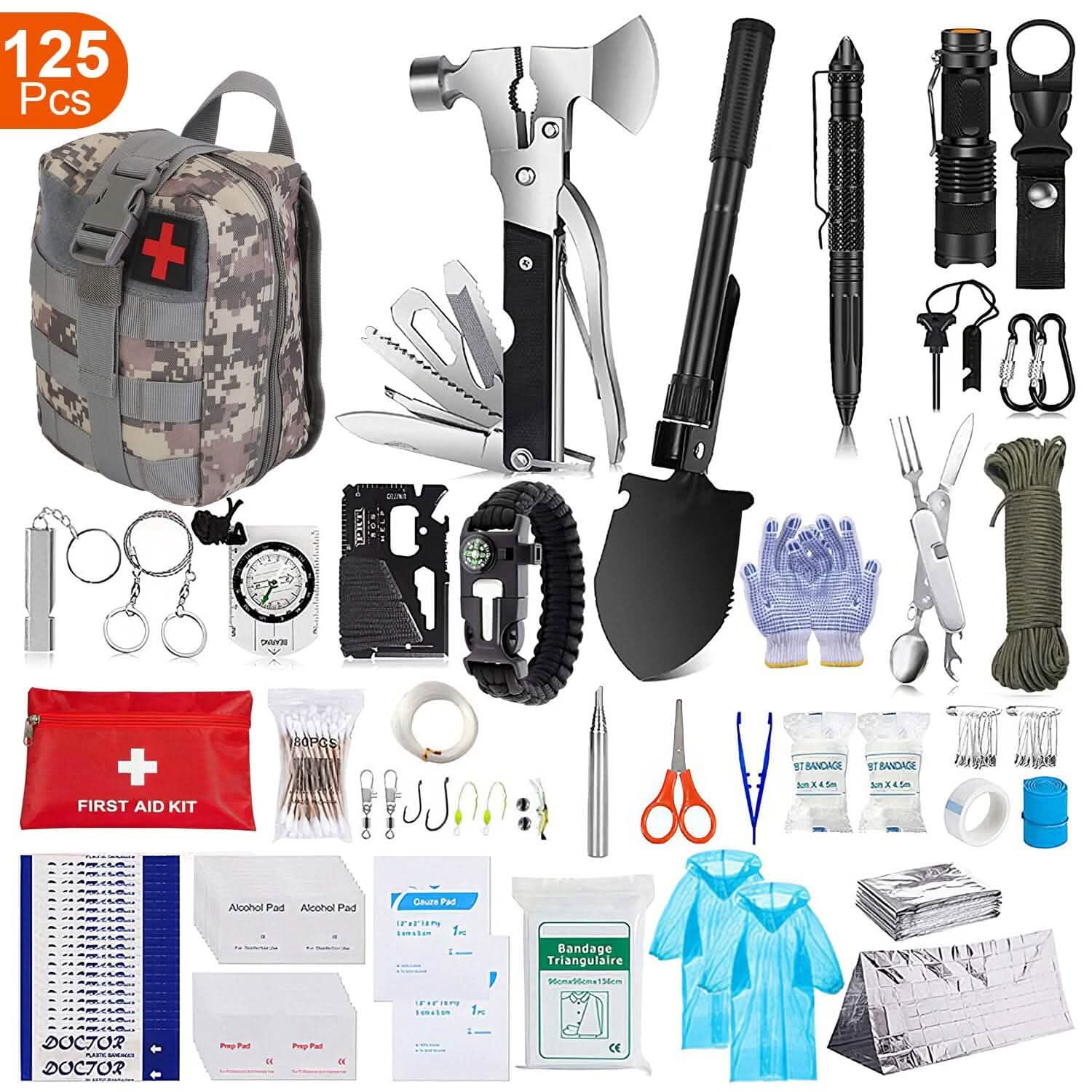 125-Pieces: Emergency Survival Gear Tactical for Outdoor Adventure Sports & Outdoors - DailySale