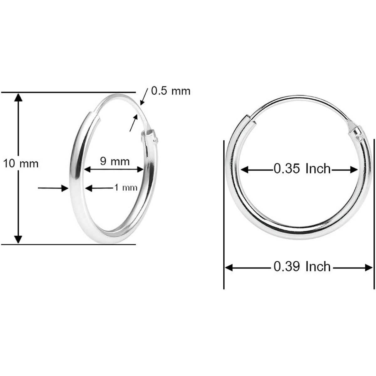 925 Solid Sterling Silver Endless Hoop Earrings - Assorted Sizes - DailySale, Inc