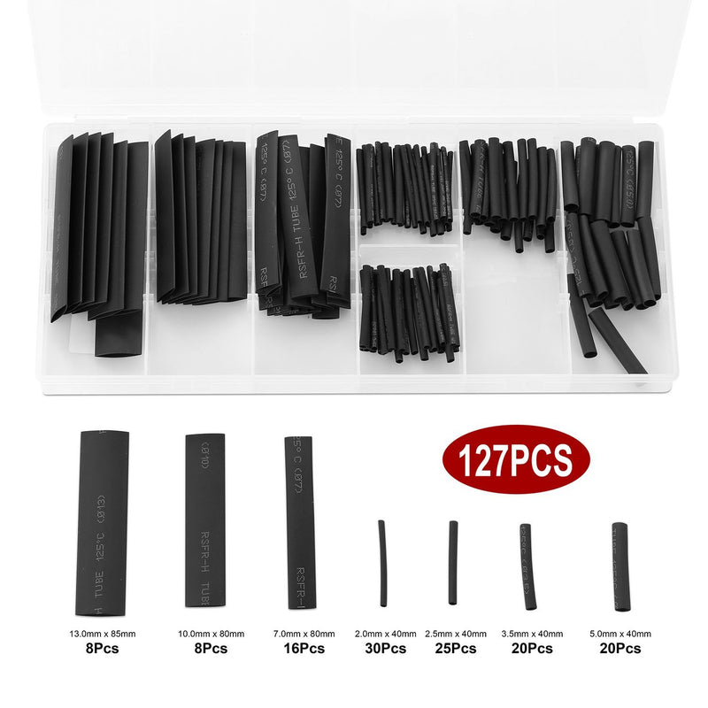 127-Piece: 2:1 Heat Shrink Tube Wire Wrap Assortment Set Household Batteries & Electrical - DailySale