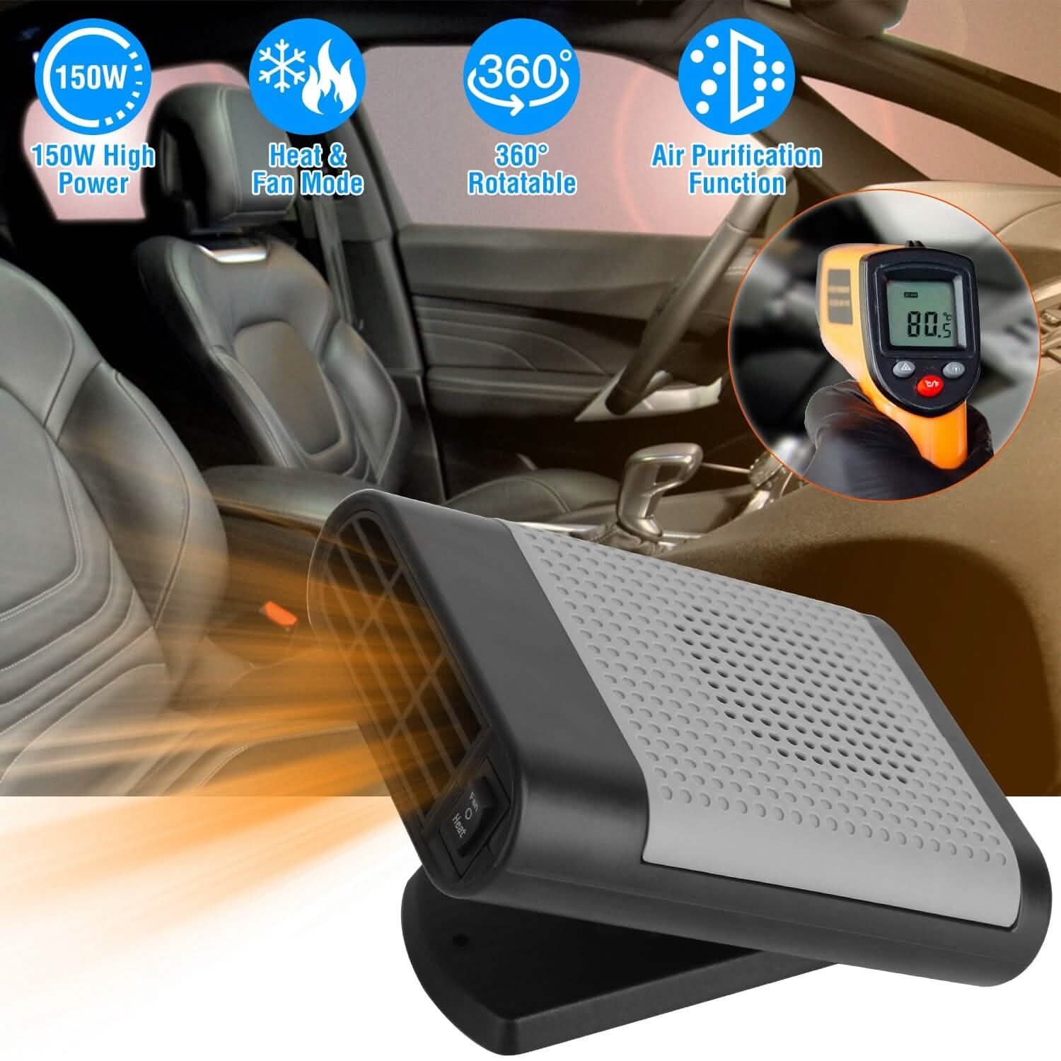 12V 150W Portable Car Heater with Air Purification Automotive - DailySale