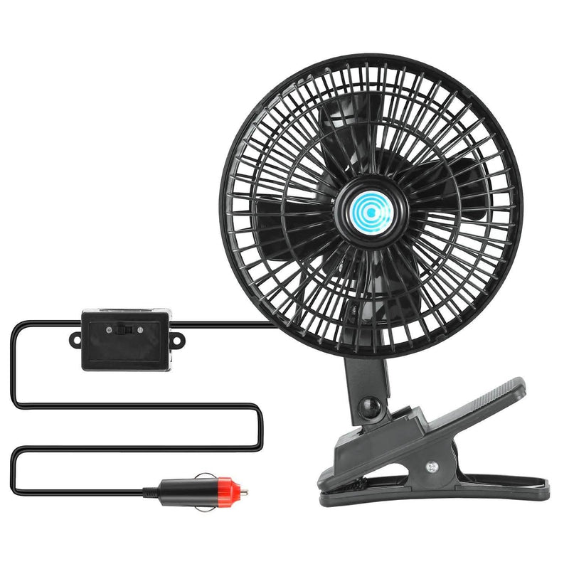 12V Car Fan Oscillating Clip on Cooling Fan with 2 Speeds 120° Rotation Automotive - DailySale