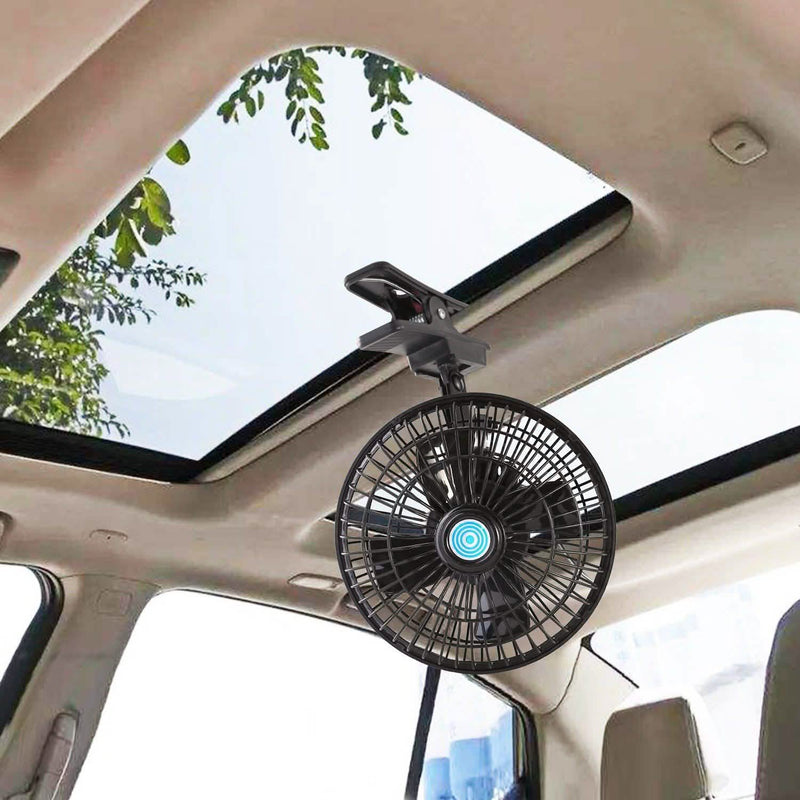 12V Car Fan Oscillating Clip on Cooling Fan with 2 Speeds 120° Rotation Automotive - DailySale
