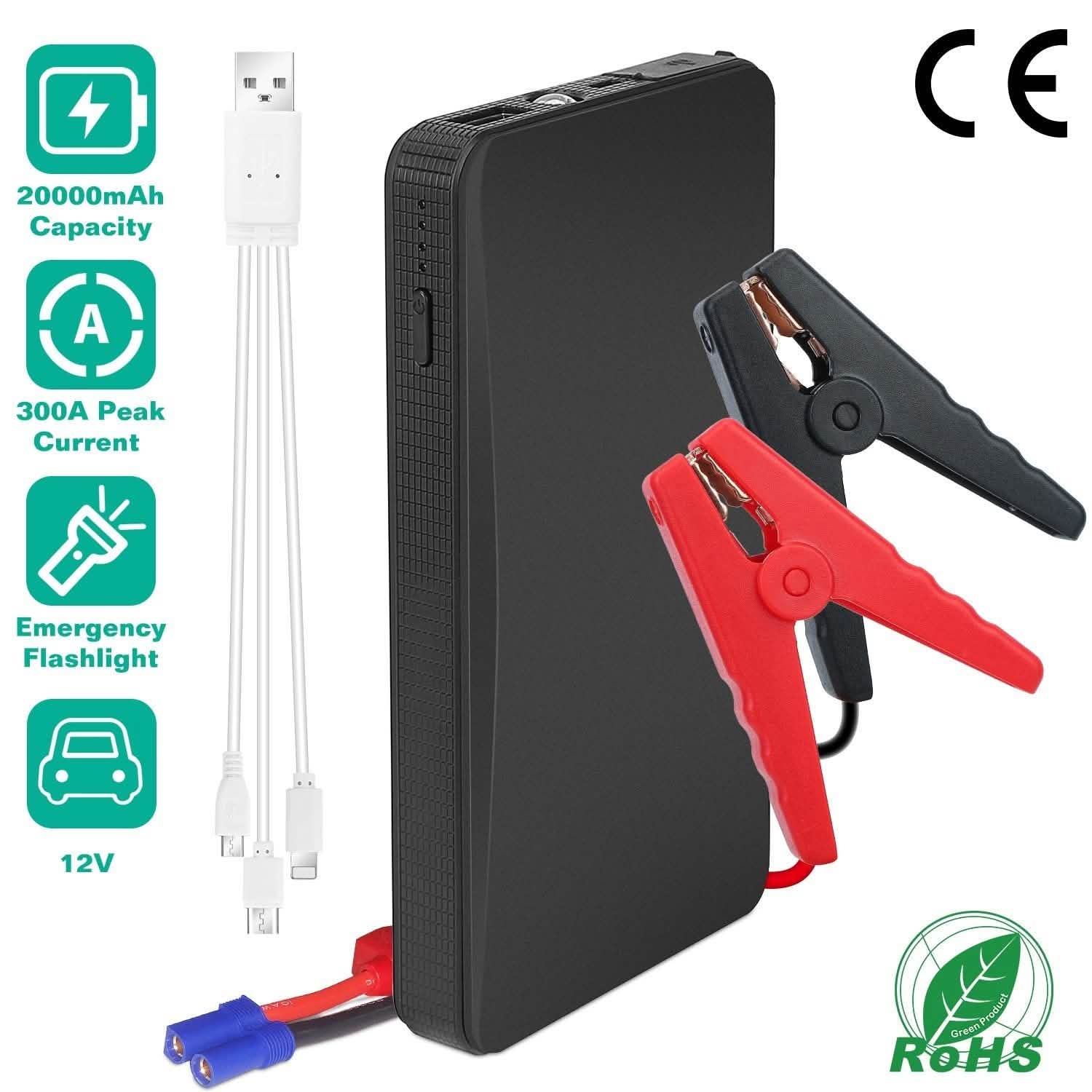 12V Car Jumper Starter 300A Peak 20000 mAh Battery Charger Automotive - DailySale