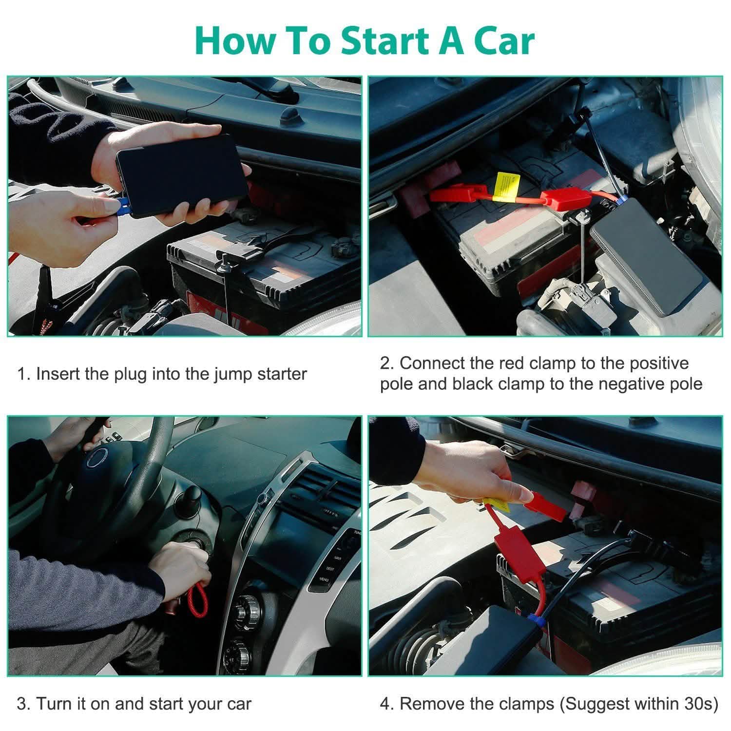 12V Car Jumper Starter 300A Peak 20000 mAh Battery Charger Automotive - DailySale