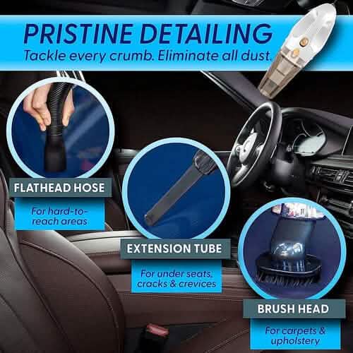 12V High Power Handheld Car Vacuum with 16Ft Cord, Attachments & Bag Automotive - DailySale