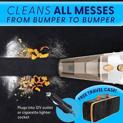 12V High Power Handheld Car Vacuum with 16Ft Cord, Attachments & Bag Automotive - DailySale