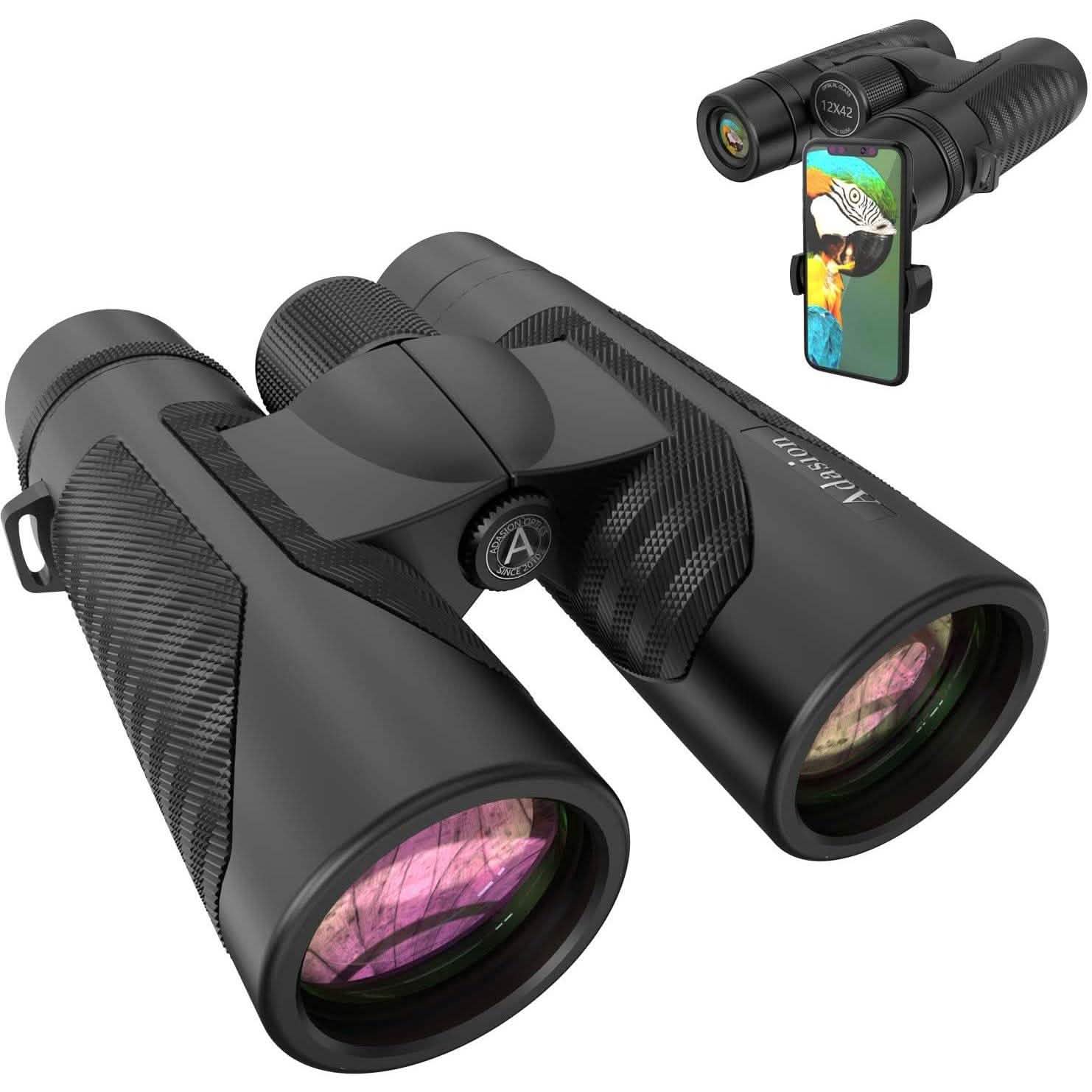 12x42 HD Binoculars for Adults with Universal Phone Adapter Sports & Outdoors - DailySale