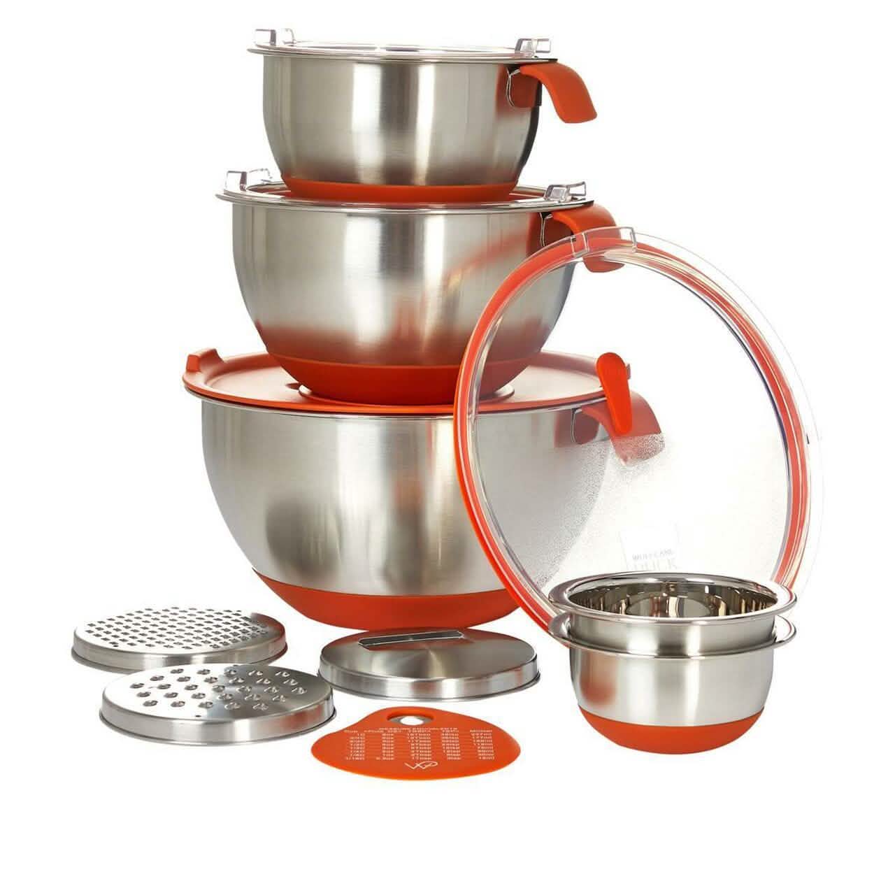 13-Piece: Wolfgang Puck Stainless Steel Mixing Bowl Set Kitchen & Dining Pumpkin - DailySale