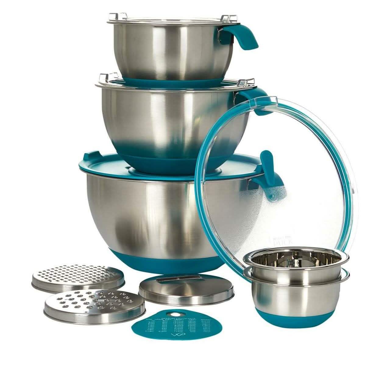 13-Piece: Wolfgang Puck Stainless Steel Mixing Bowl Set Kitchen & Dining Turquoise - DailySale