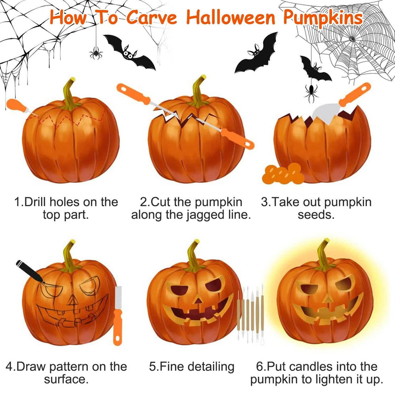 13-Pieces: Halloween Pumpkin Stainless Steel Carving Kit Arts & Crafts - DailySale