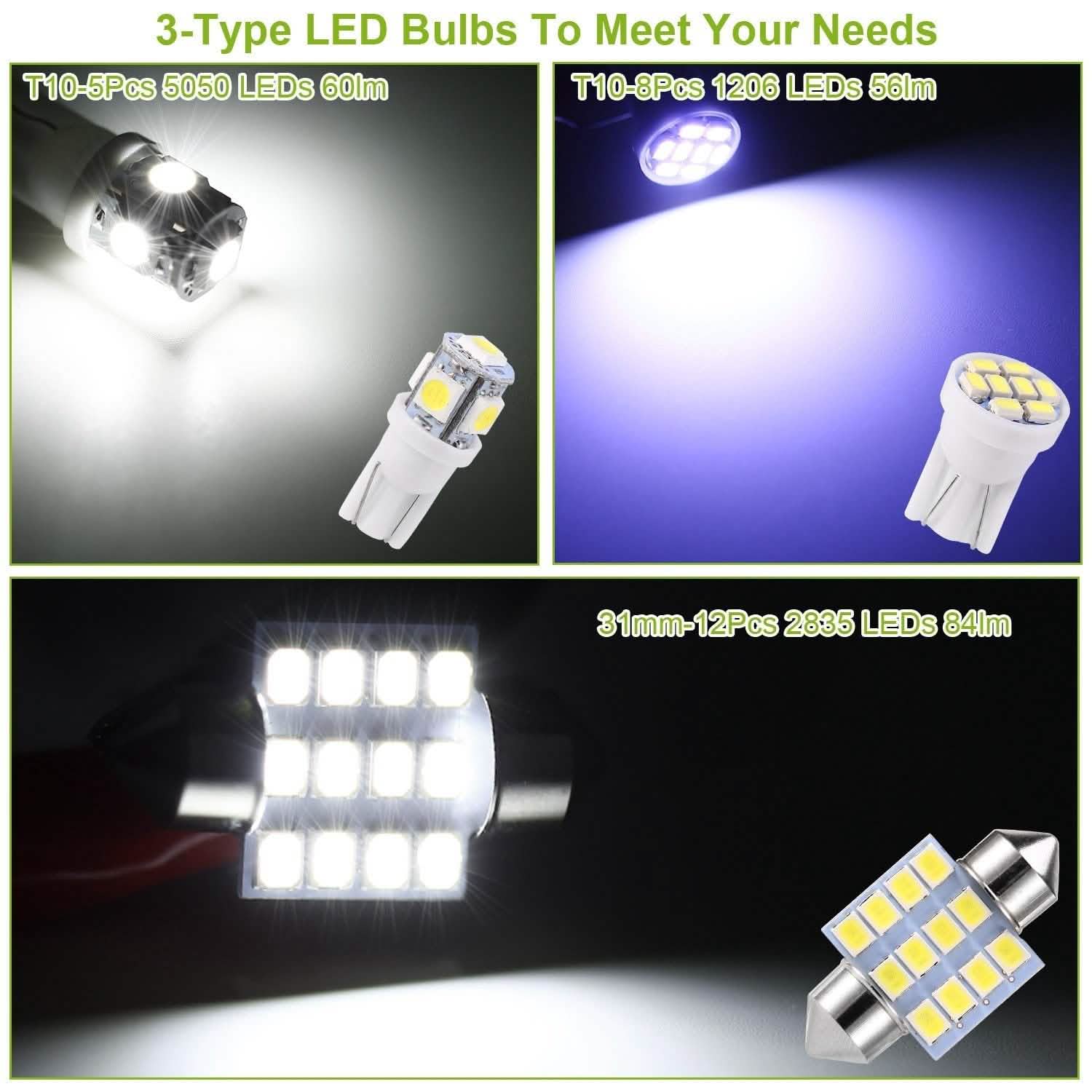 13-Pieces: T10 31mm Festoon LED Light Automotive - DailySale