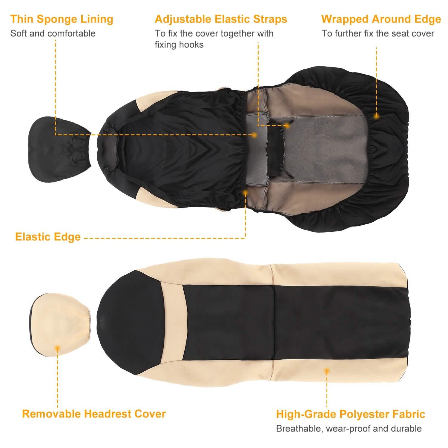 14-Pieces: Universal Auto Seat Cover Set Automotive - DailySale