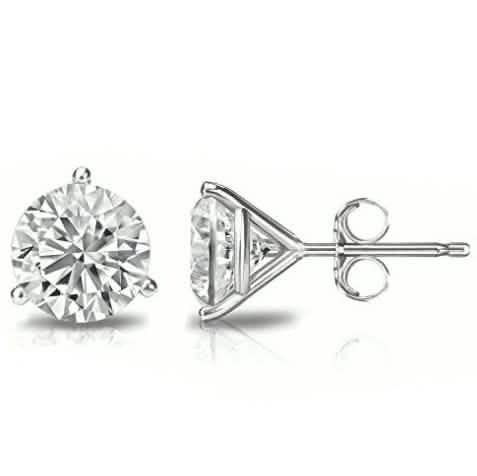 14K Gold 4MM Round Cut Crystal Studs Earrings White Gold - DailySale