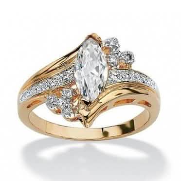 14k Gold Overlay Marquise-Cut Cubic Zirconia Solitaire Ring Rings 6 - DailySale