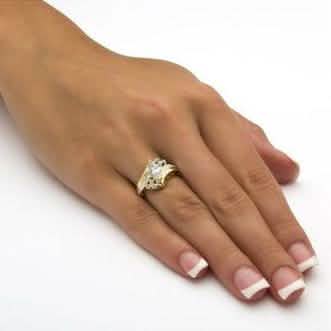 14k Gold Overlay Marquise-Cut Cubic Zirconia Solitaire Ring Rings - DailySale