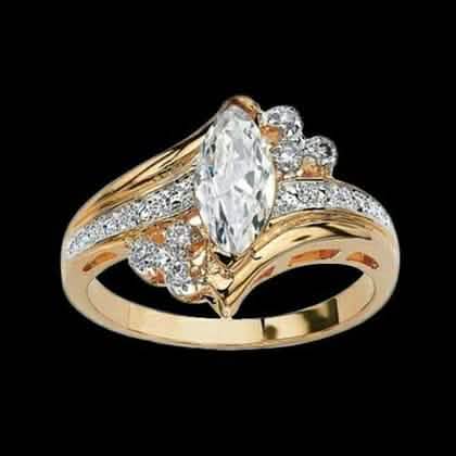 14k Gold Overlay Marquise-Cut Cubic Zirconia Solitaire Ring Rings - DailySale