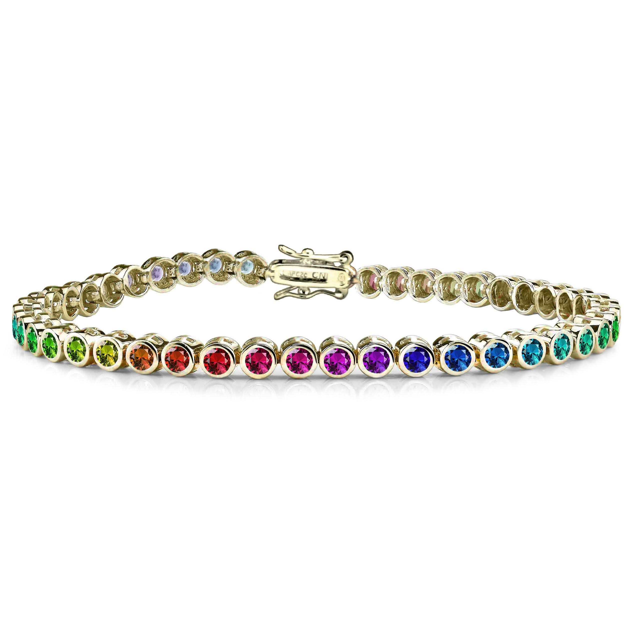 14K Gold Plated 3MM Multi Color Tennis Bracelet Bracelets - DailySale