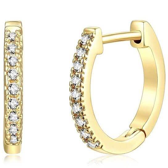 14K Gold Plated Cubic Zirconia Cuff Huggie Earrings Earrings Gold - DailySale