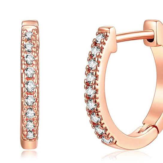14K Gold Plated Cubic Zirconia Cuff Huggie Earrings Earrings Rose Gold - DailySale