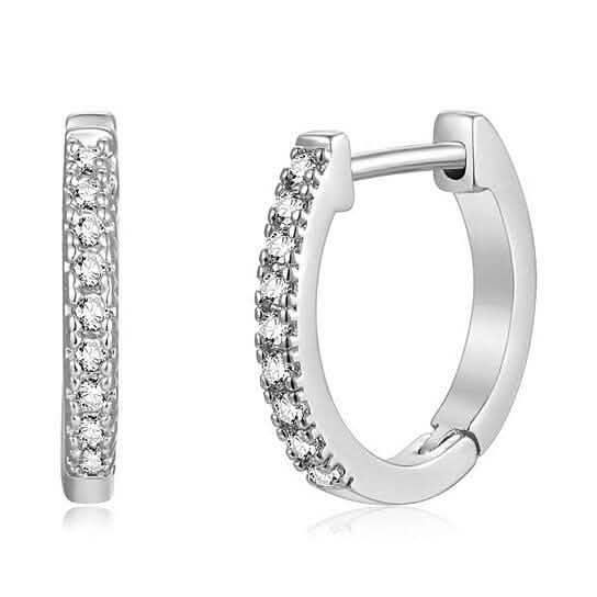 14K Gold Plated Cubic Zirconia Cuff Huggie Earrings Earrings White Gold - DailySale