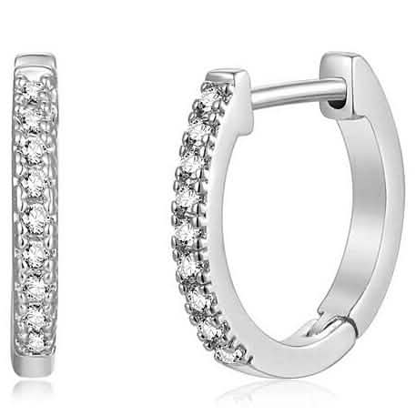 14K Gold Plated Cubic Zirconia Cuff Huggie Earrings Earrings White Gold - DailySale