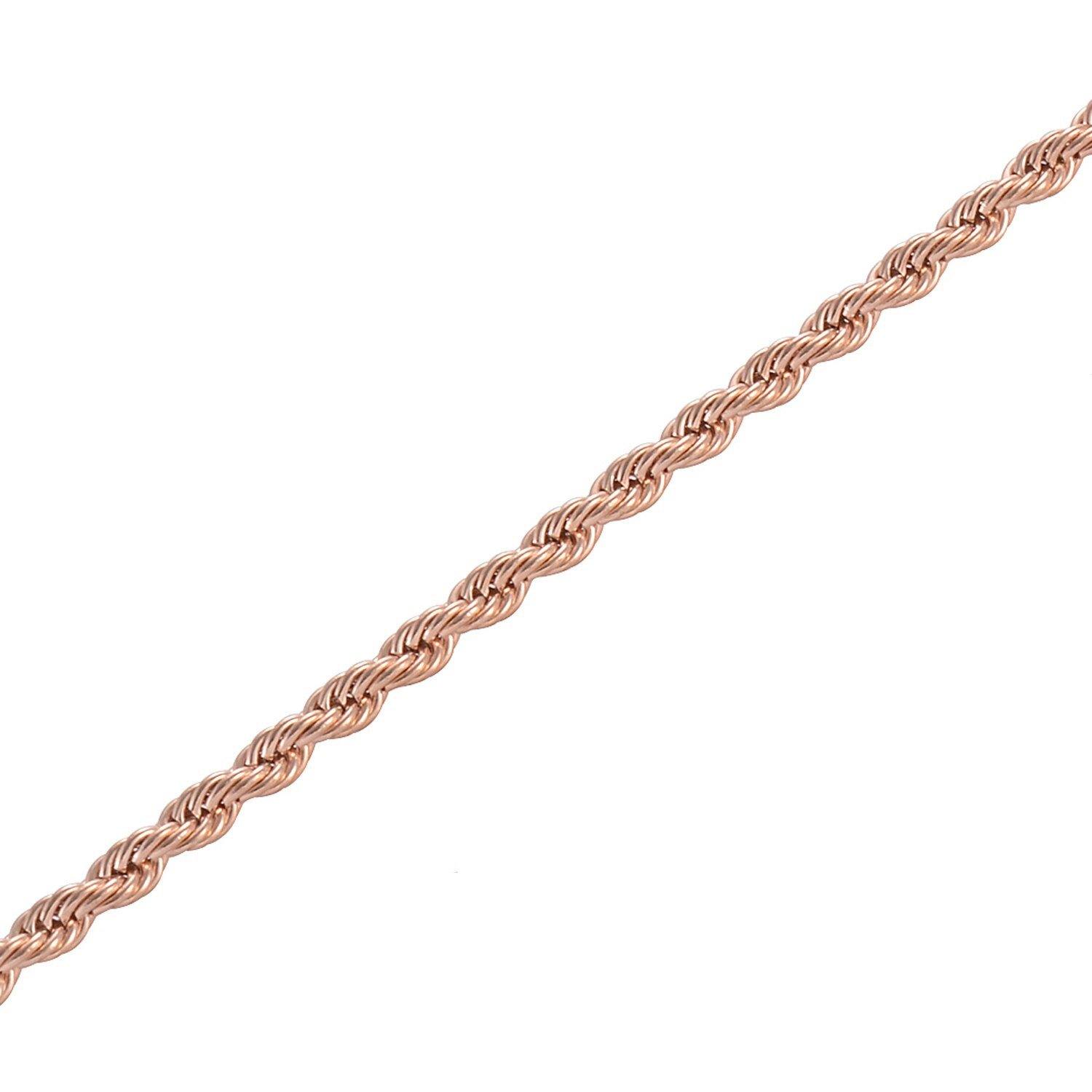 14k Rose Gold Over 925 Sterling Silver Diamond-Cut Rope Chain 2mm