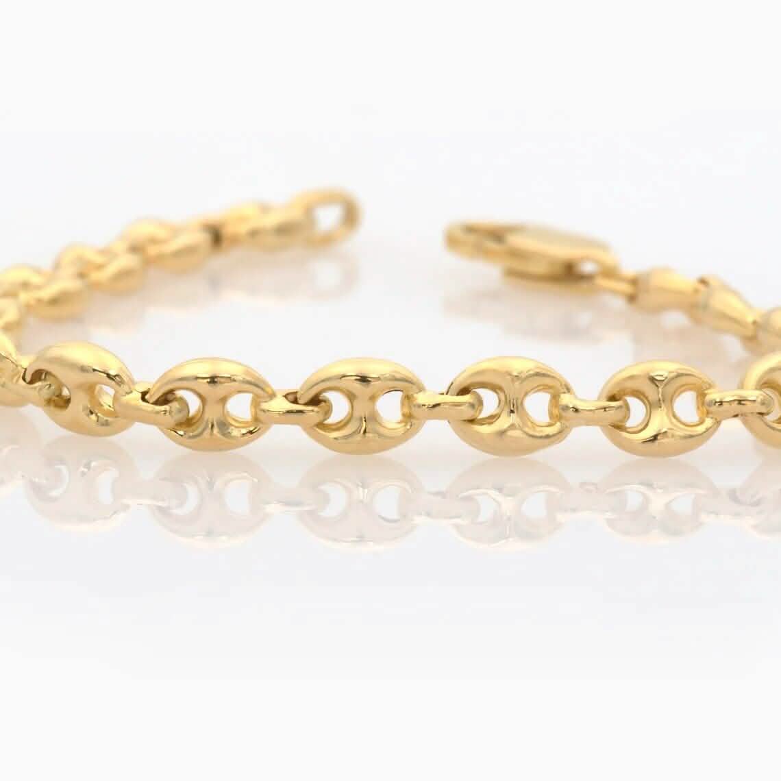 14K Solid Yellow Gold 3mm Puff Mariner Link Necklace Bracelet with Lobster Clasp Necklaces - DailySale