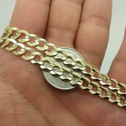 14K Solid Yellow Gold 4mm Curb Cuban Chain Link Pendant Necklace Necklaces - DailySale