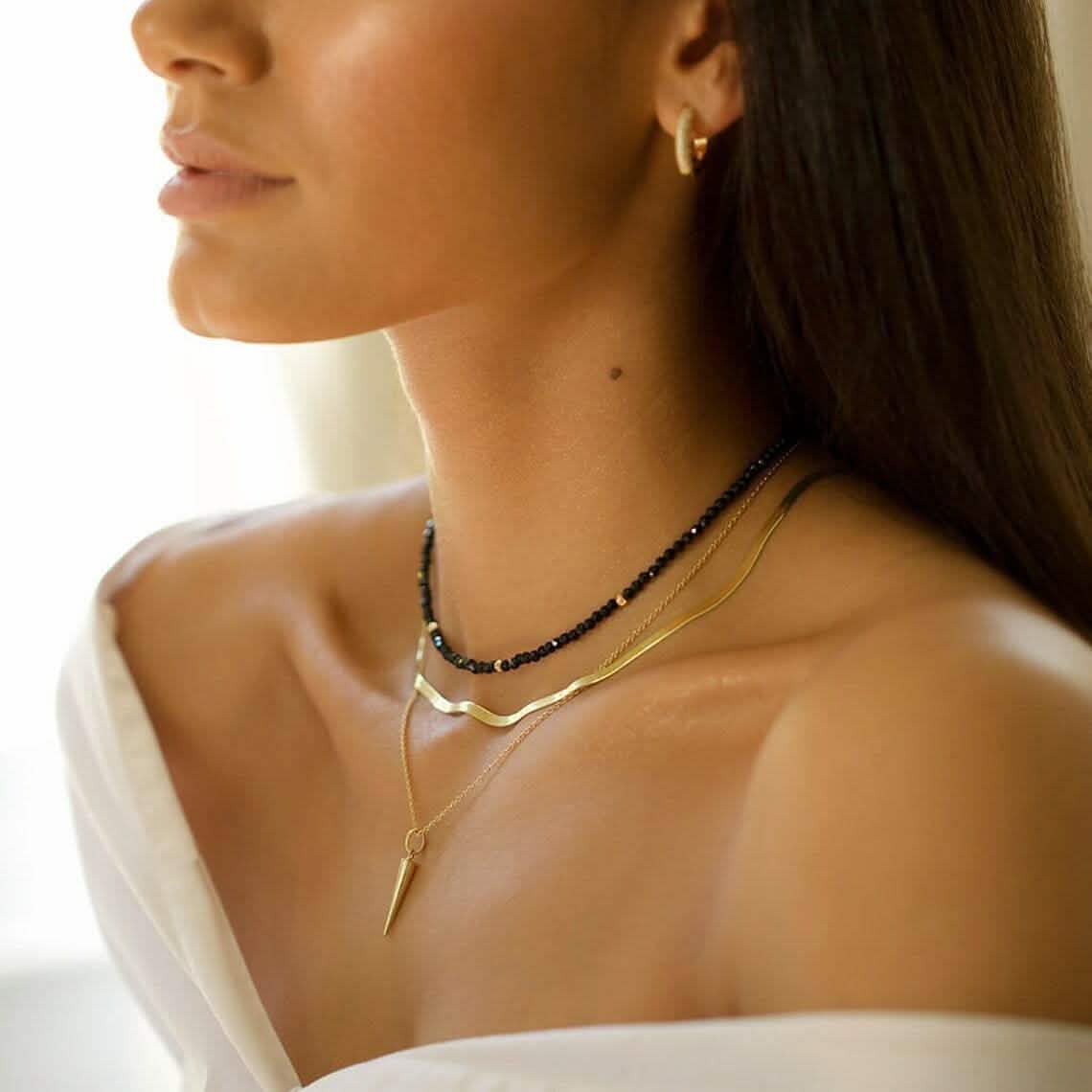 14k Solid Yellow Gold High Polish Herringbone Necklace Chain 3mm Necklaces - DailySale