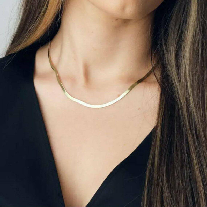 14k Solid Yellow Gold High Polish Herringbone Necklace Chain 3mm Necklaces - DailySale