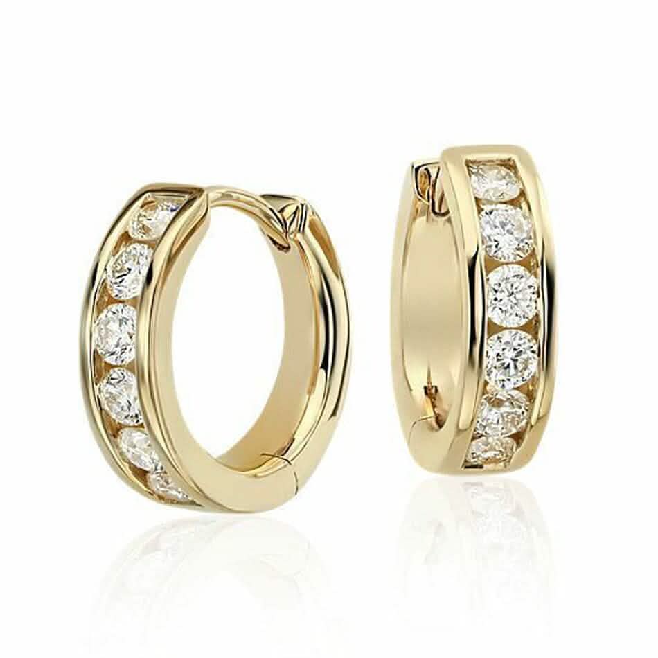 14K Solid Yellow Gold Round Huggies Hoops Earrings 11mm Earrings - DailySale