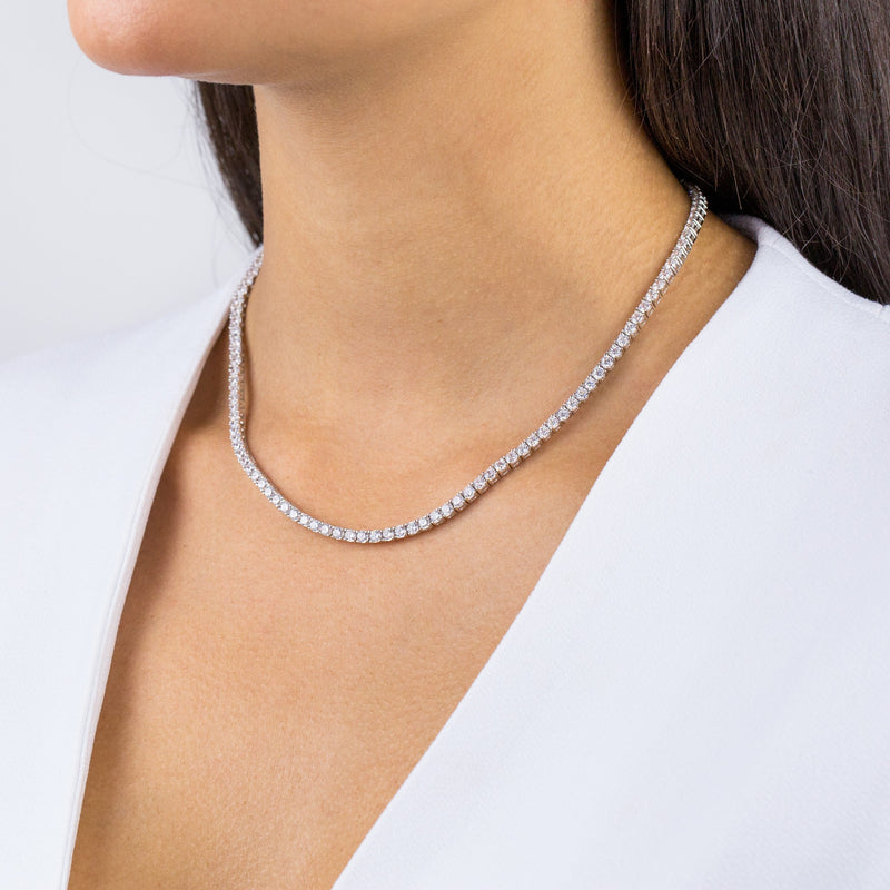 14K White Gold Diamond 4mm Tennis Bracelet & Necklace Necklaces - DailySale